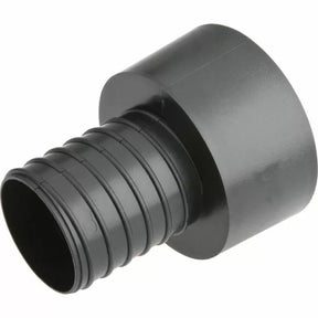 Black plastic dust collection hose adapter for woodworking shop vac or tool connection