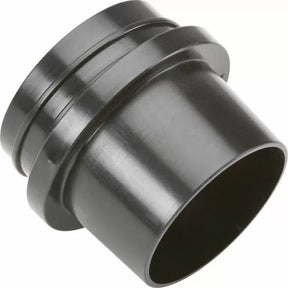 Black plastic dust collection hose adapter for woodworking tools