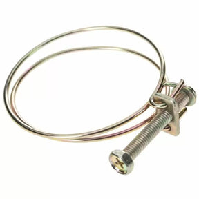Metal spring hose clamp with screw adjustment for dust collection or woodworking tools