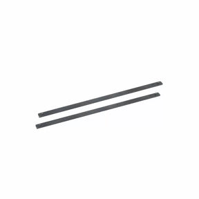 Pair of steel jointer knives for woodworking, displayed on white background