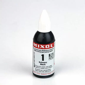 Black Mixol universal tinting paste bottle for woodworking and crafts on white background