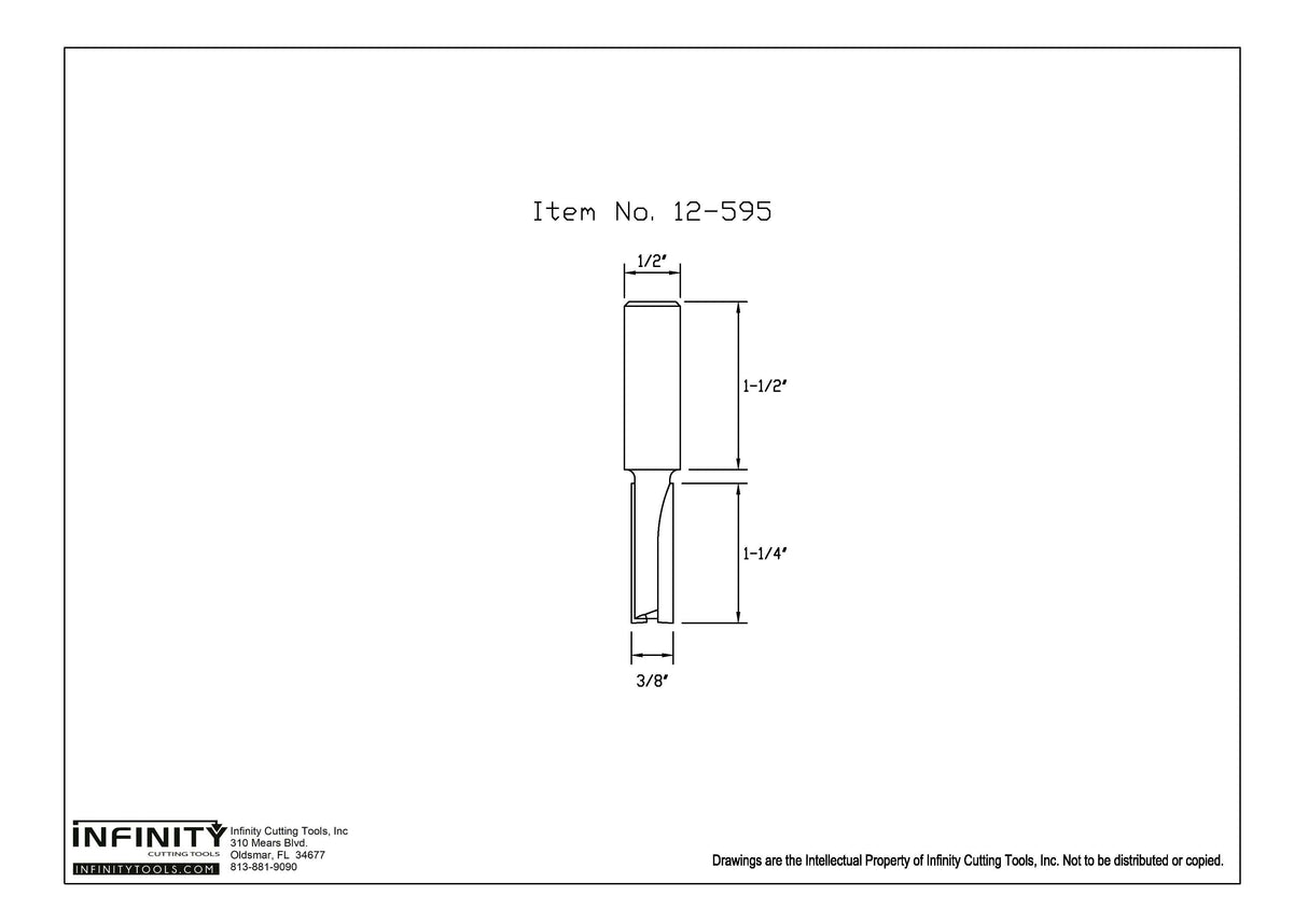 Juego de 4 brocas para enrutador rectas extralargas con vástago de 1/2" de Infinity Tools