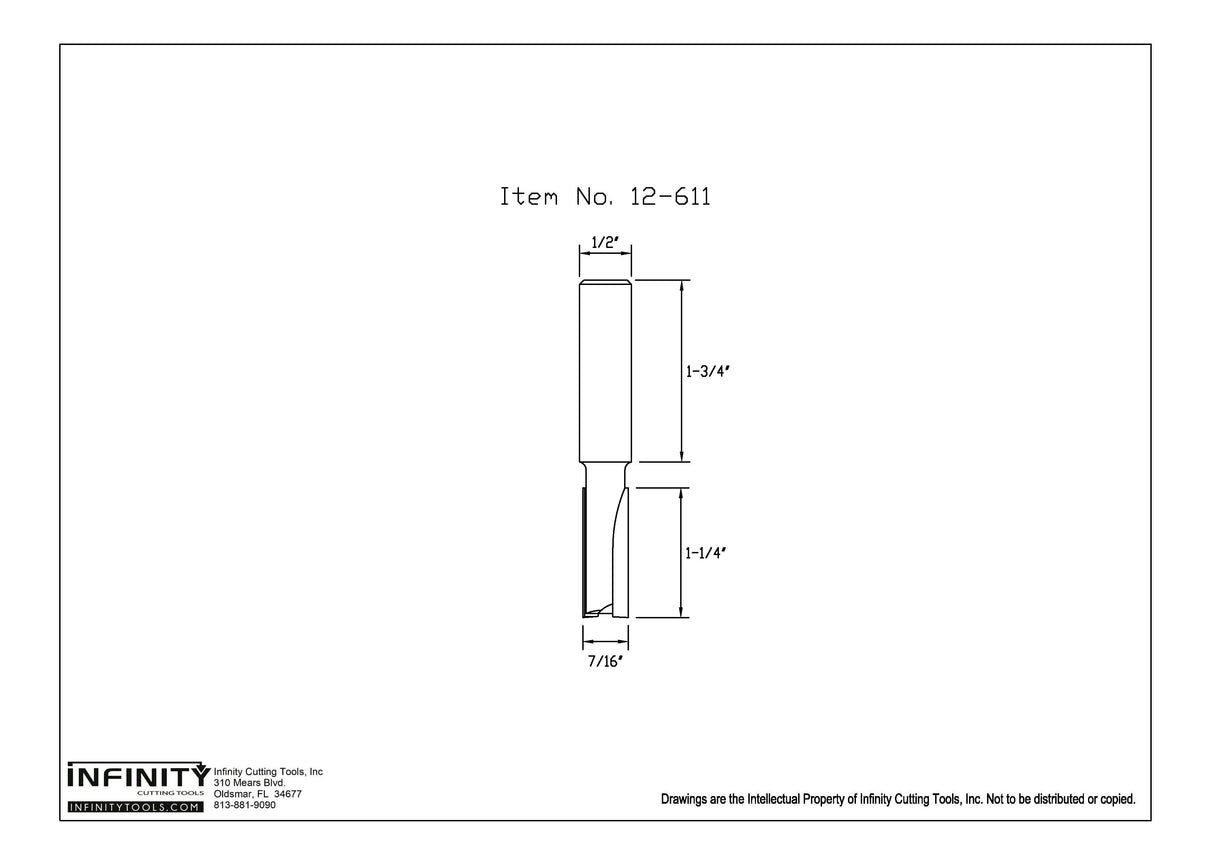 Infinity Tools 1/2" Shank 4-Pc. Extra Long Straight Router Bit Set