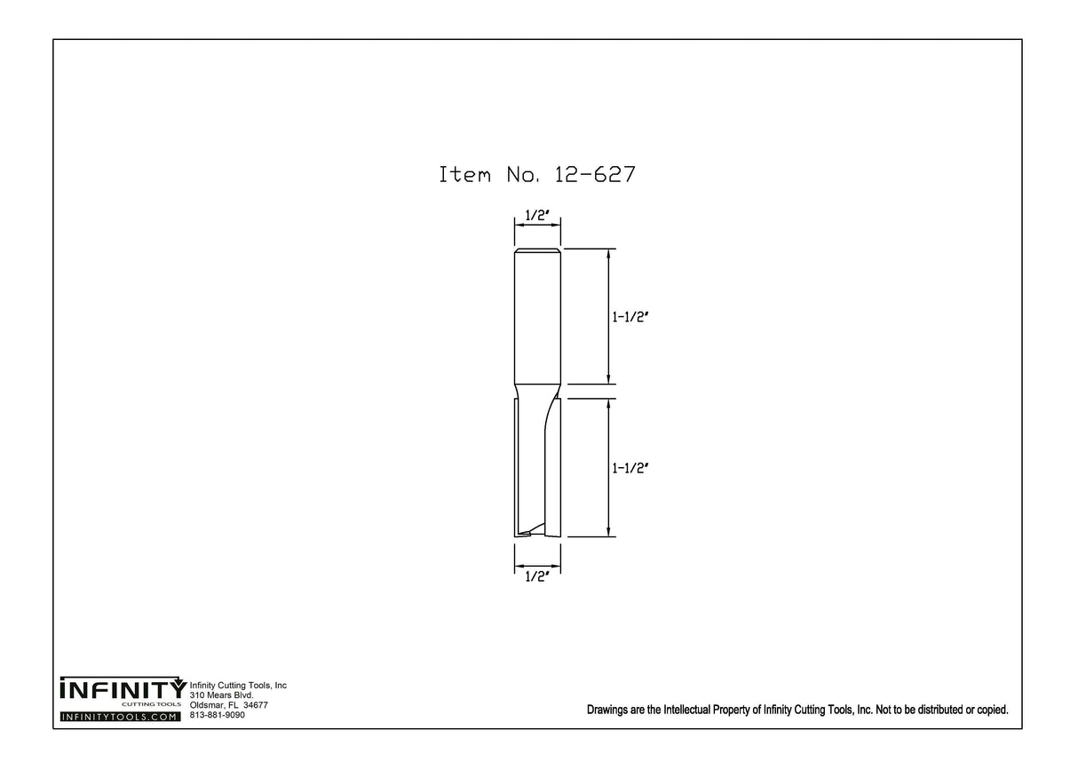 Juego de 4 brocas para enrutador rectas extralargas con vástago de 1/2" de Infinity Tools