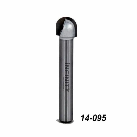 Round nose router bit for woodworking with carbide tip, labeled 14-095