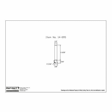 Technical drawing of router bit item 14-095 with measurements for woodworking.