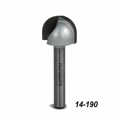 Core box router bit for woodworking, steel shank, part number 14-190, isolated on white