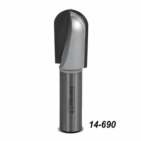 Carbide router bit with rounded tip for woodworking, model number 14-690.