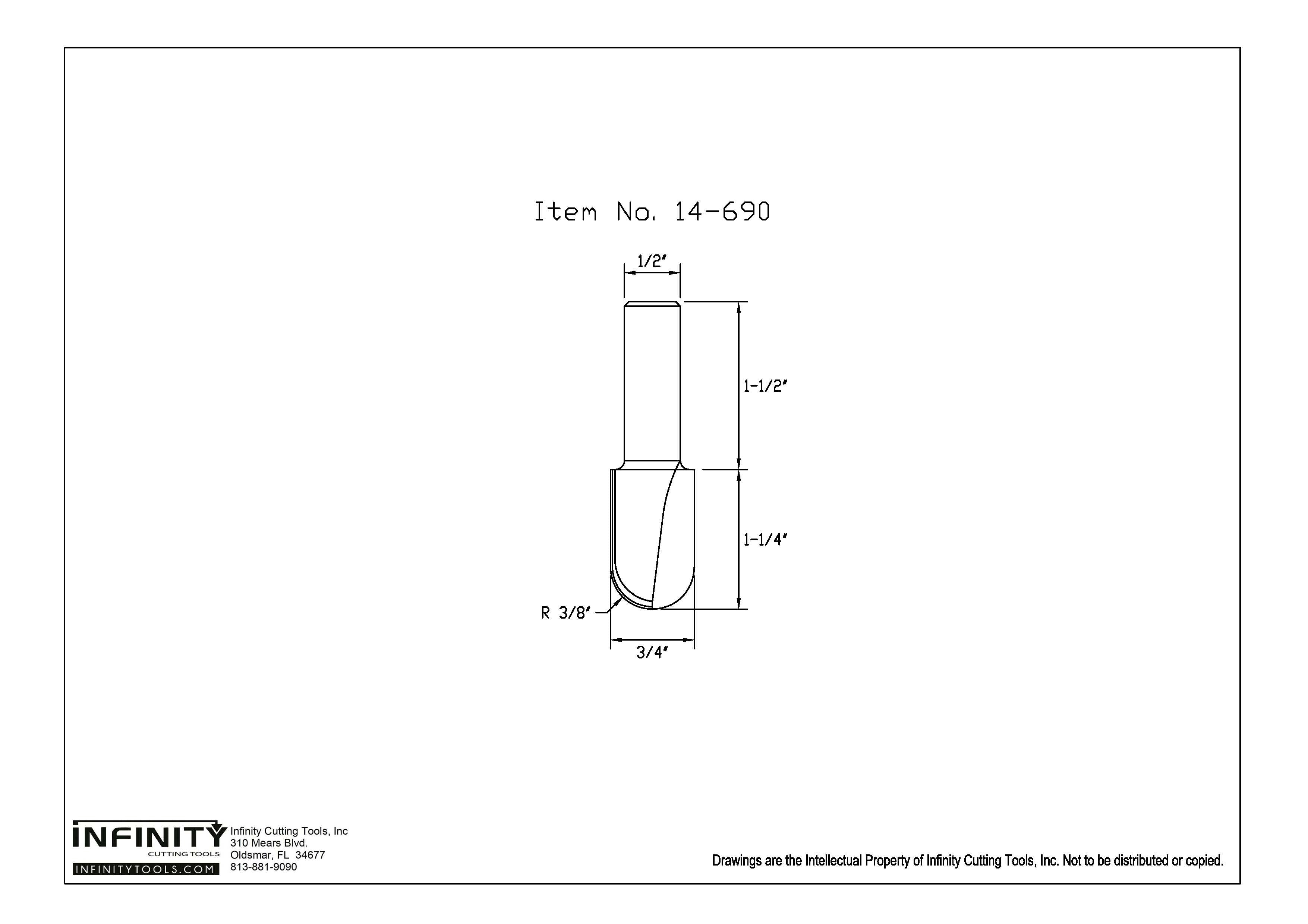 Infinity Tools 1/2" Shank Roundnose Router Bits w/ Bearing