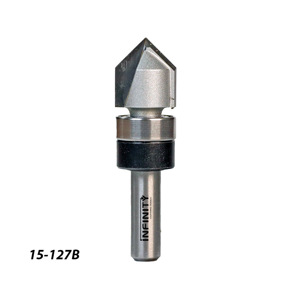 Infinity Tools 1/4" Shank 90° V-Groove Router Bit w/ Bearing