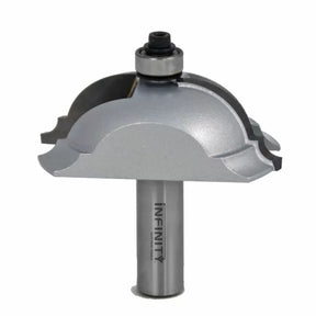 Large roundover router bit with bearing for woodworking, isolated on white background