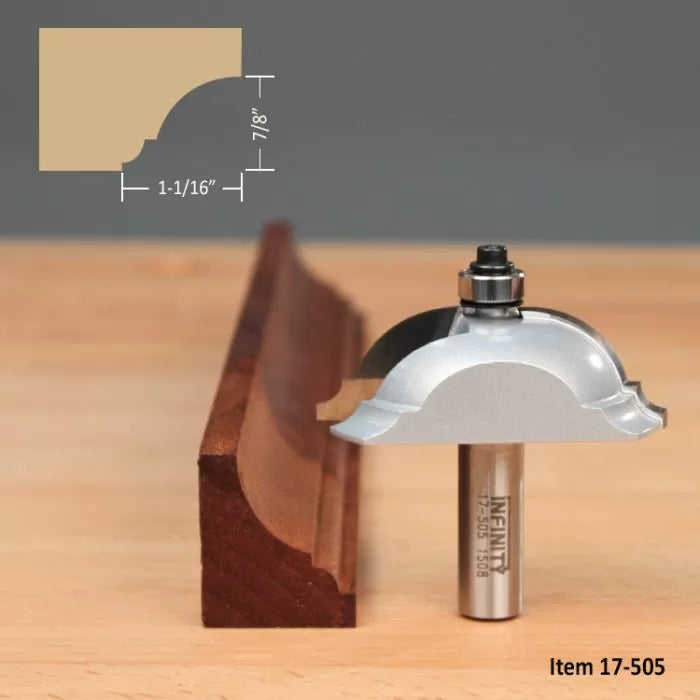 Broca para enrutador del siglo XVII con vástago de 1/2" de Infinity Tools, moldura de base