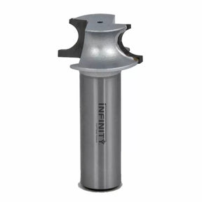 Carbide-tipped woodworking router bit with curved cutting edges and cylindrical shank
