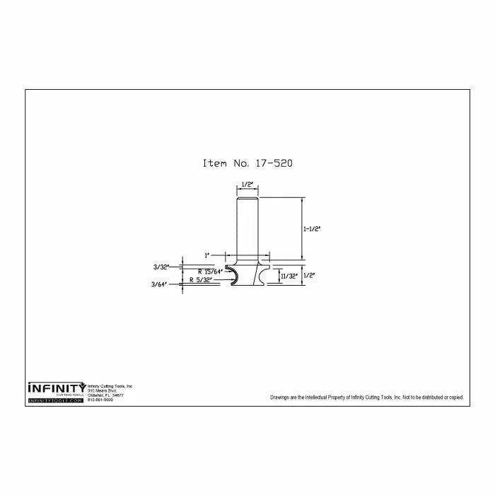 Infinity Tools 1/2" Shank 17th Century Router Bit, Thumbnail