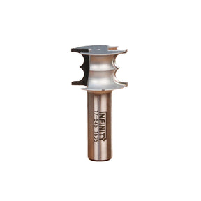 Double roundover woodworking router bit with metal shank and sharp carbide cutting edges
