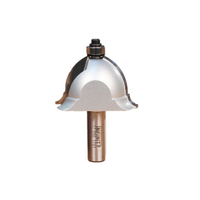 Large roundover router bit with bearing for woodworking, isolated on white background