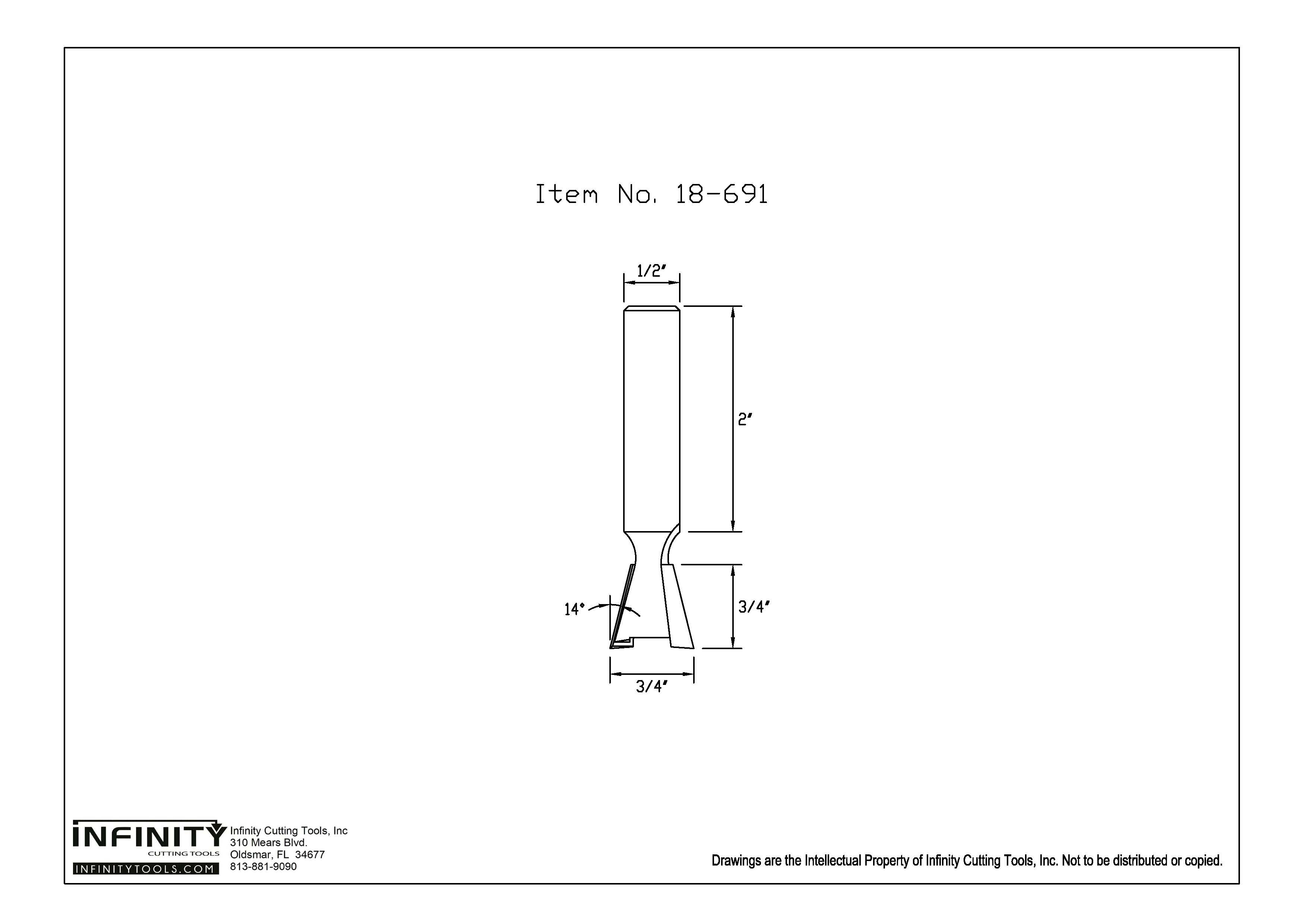 Infinity Tools 1/2" Shank Dovetail Router Bits