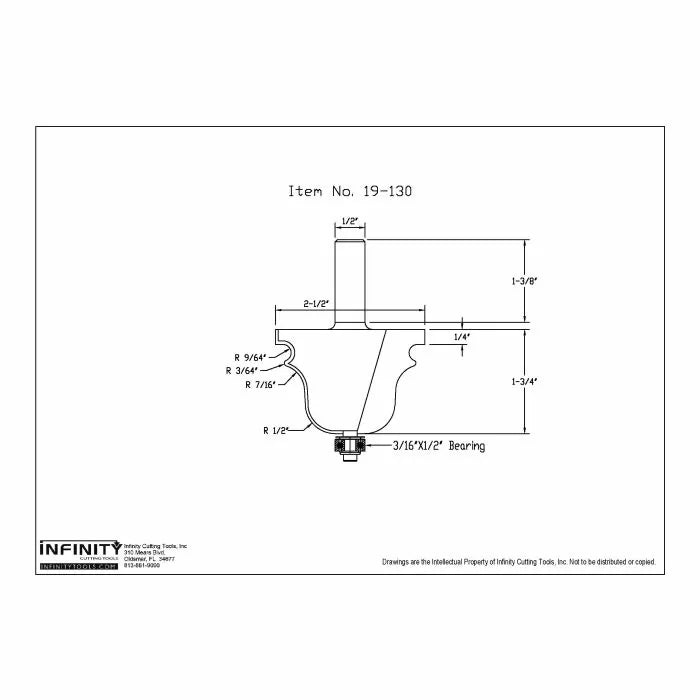 Infinity Tools 1/2" Shank Colonial Period Router Bit, Large Furniture Detail