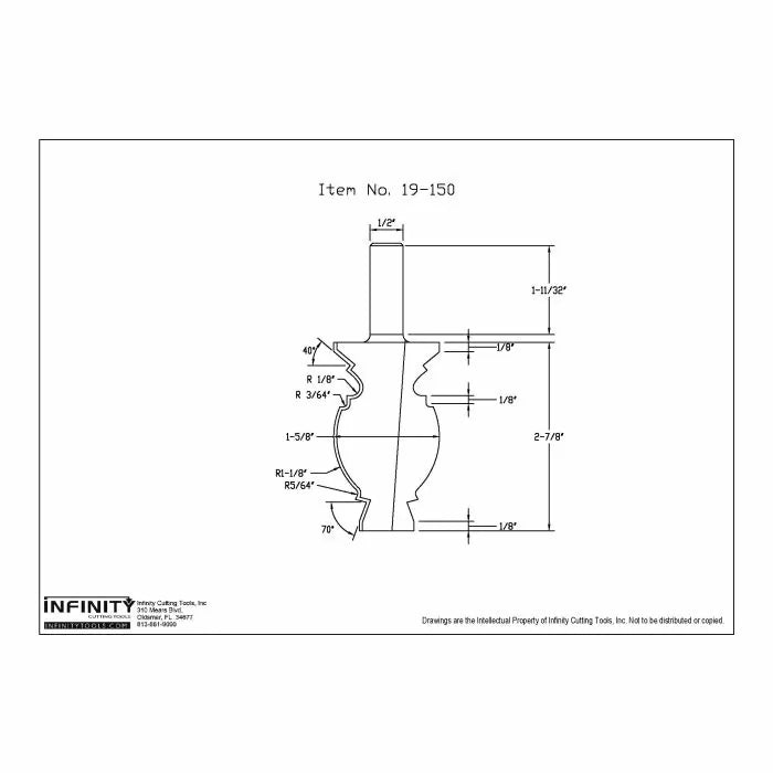 Infinity Tools 1/2" Shank Colonial Period Router Bit, Crown Molding Cove