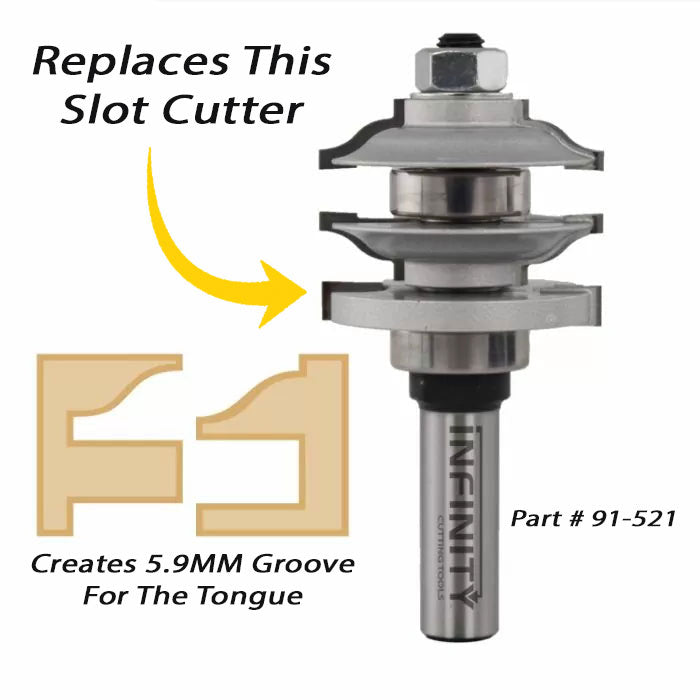 Infinity Tools 3-Wing Slot Cutter, 5/16" I.D. x 1-3/4" O.D. / 5.9mm Cutter Height