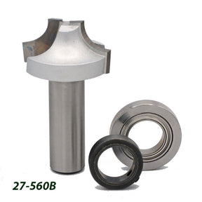 Roundover router bit with bearings, precision woodworking tool for smooth edging