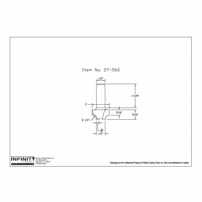 Infinity Tools 1/2" Shank Ovolo Router Bits