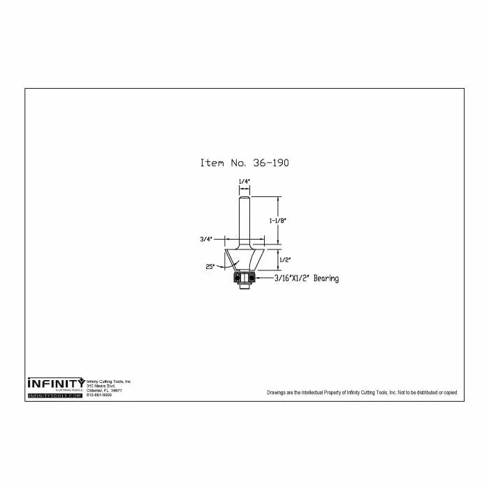 Infinity Tools 1/4" Shank Chamfer Router Bits