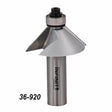 Chamfer router bit with bearing, sharp cutting edges, and 36-920 model number visible.
