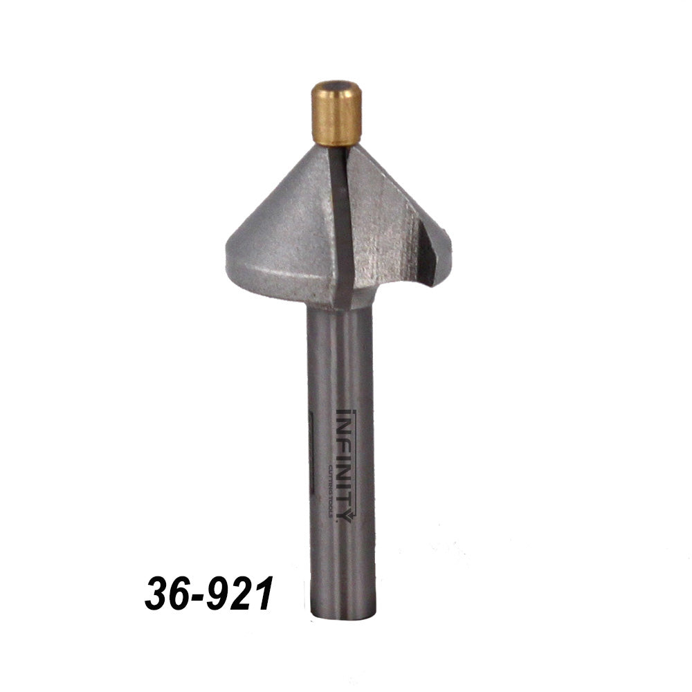 Infinity Tools 1/4" Shank Brass Guided Chamfer Router Bits