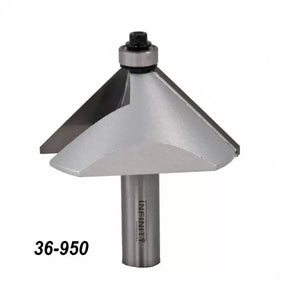 Carbide-tipped chamfer router bit with bearing, model 36-950, for woodworking.