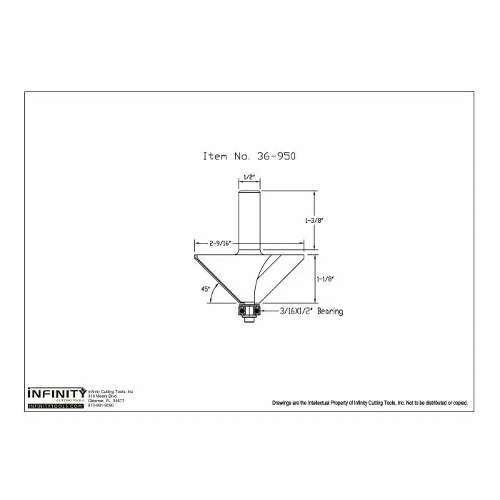 Infinity Tools 1/2" Shank Chamfer Router Bits