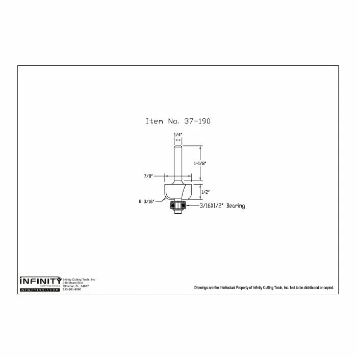 Infinity Tools 1/4" Shank Cove Router Bits