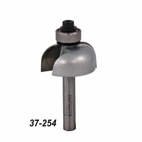 Roundover router bit with bearing, model 37-254, for woodworking precision cuts.