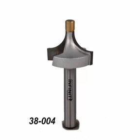 Roundover router bit with steel shank and carbide tip, product number 38-004.