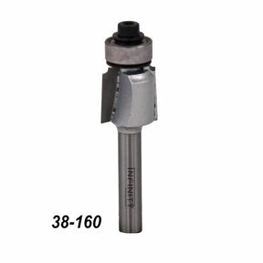 Carbide-tipped flush trim router bit with bearing, woodworking tool, number 38-160