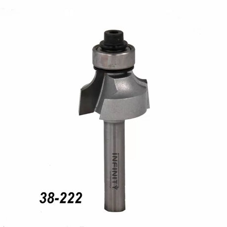 Roundover router bit with bearing, carbide-tipped, labeled 38-222, for woodworking