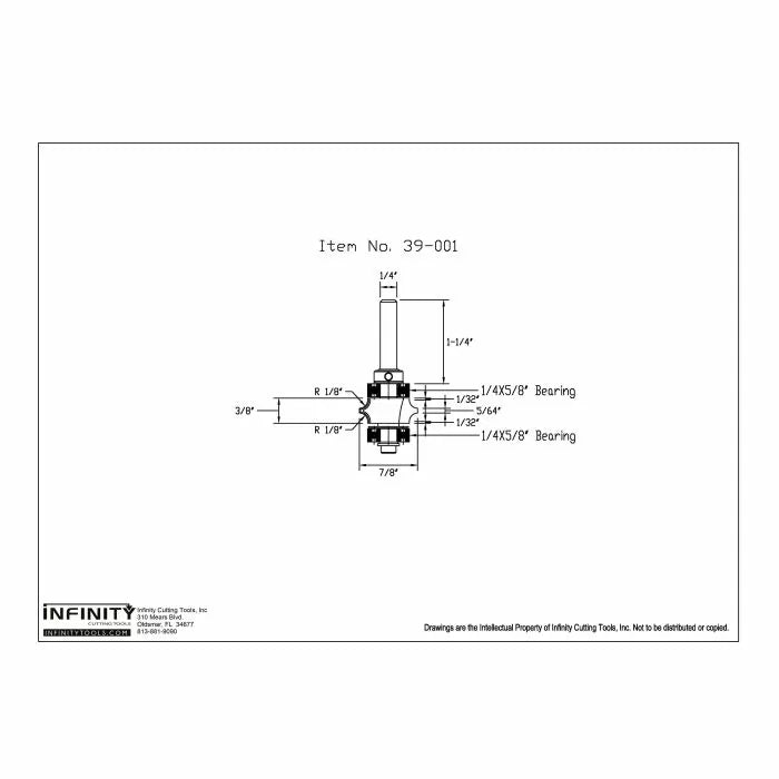 Brocas para enrutador de borde completo con vástago de 1/4" de Infinity Tools