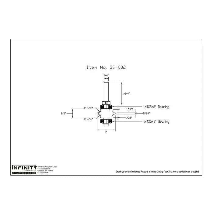 Brocas para enrutador de borde completo con vástago de 1/4" de Infinity Tools