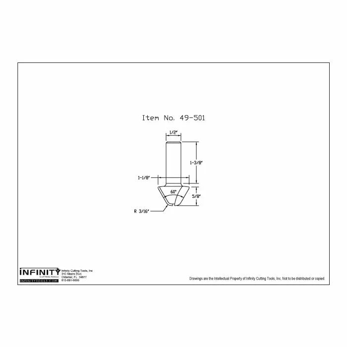 Infinity Tools 1/2" Shank 60° Lettering Router Bit