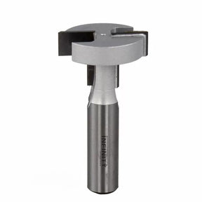 Slotting router bit with metal shank and cutting edges for woodworking projects