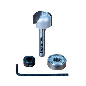Quarter inch shank bowl and tray router bit set with bearing on white background