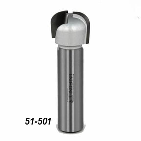 Round nose router bit with steel shank for woodworking, product number 51-501.