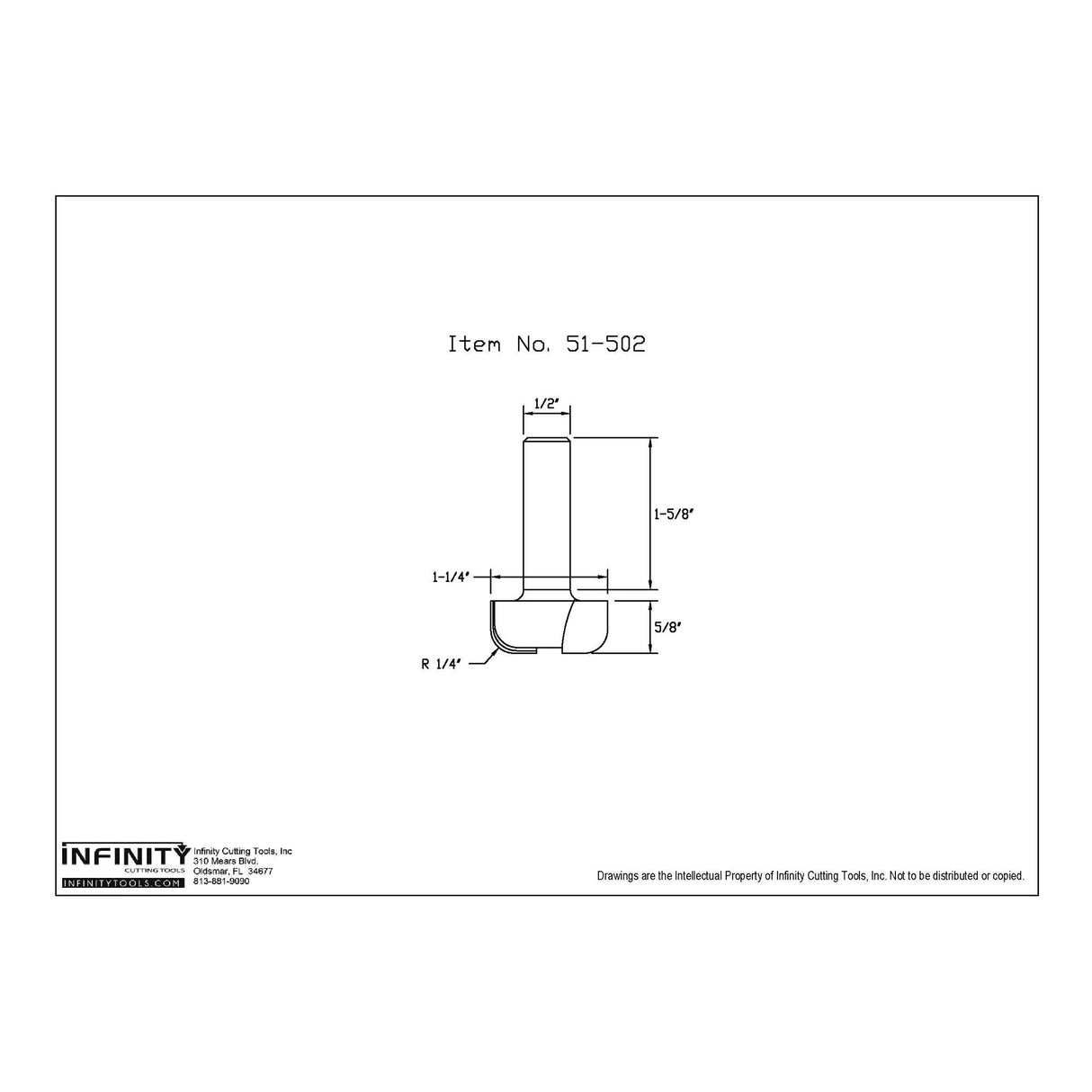 Infinity Tools 1/2" Shank Bowl & Tray Router Bit w/ Bearing