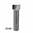 Straight flute carbide router bit for woodworking, labeled 52-501, on white background