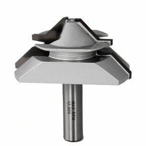 Carbide-tipped router bit for woodworking, isolated on white background