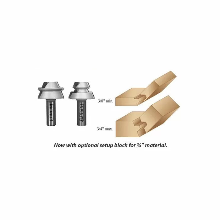 22.5&deg; Lock Miter Router Bit Set w/ Setup Block