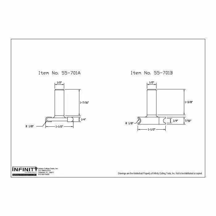 Infinity Tools 1/2" Shank Flute & Bead Router Bit Set