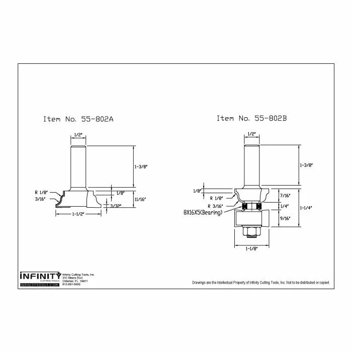 Infinity Tools 1/2" Shank Window Sash Router Bit Sets