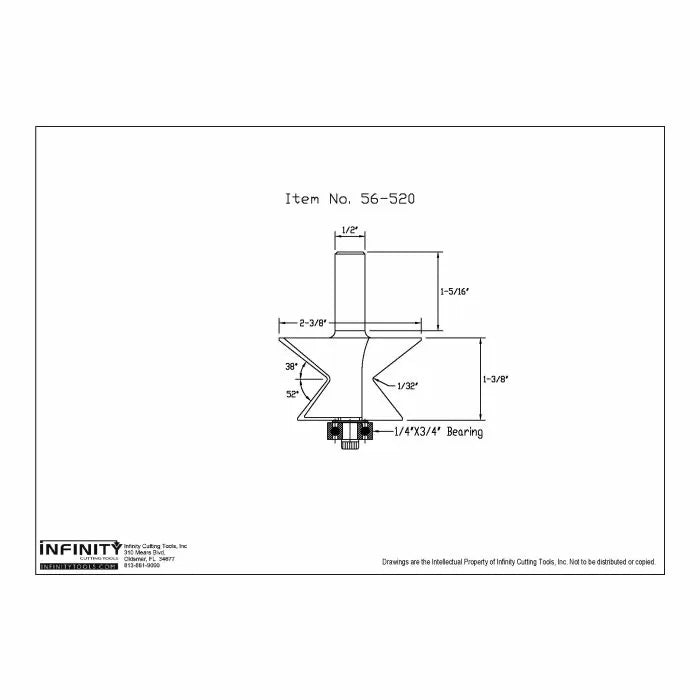 Infinity Tools 1/2" Shank Crown Molding Edge Router Bit