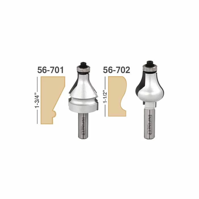 Infinity Tools 1/2" Shank Hand Rail Router Bits